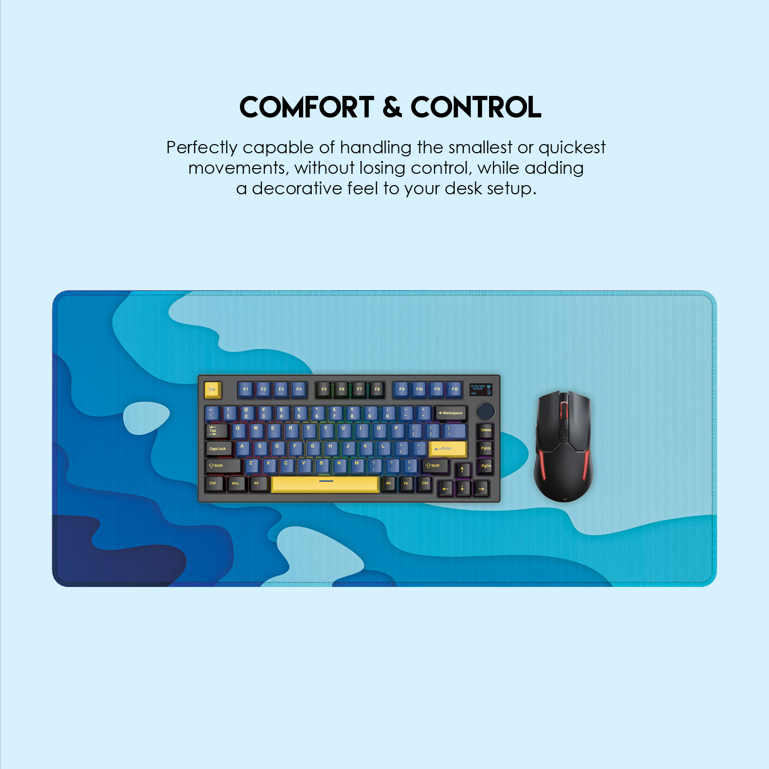 FANTECH ATO MP905 VIBE EDITION DESK MAT Durable Edge Stitching Water Proof Silky Smooth Surface Anti-Slip Base Mousepad Size 900x400x4mm For Gaming Gamers Design Seaside Wave. 
