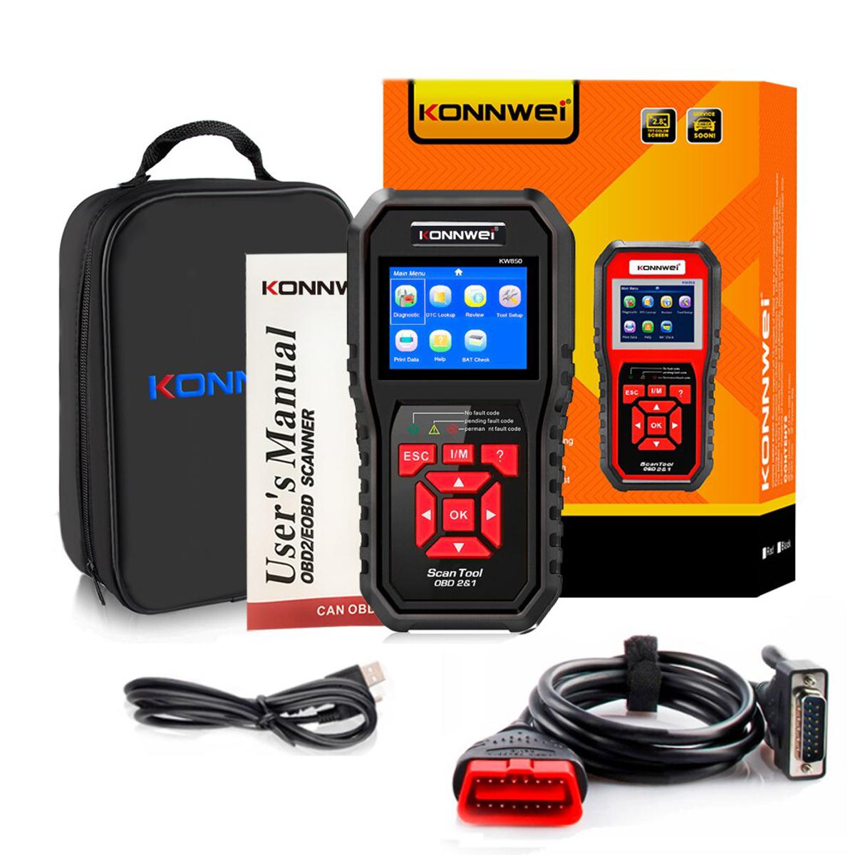 KONNWEI KW850 Car Diagnostic Scanner Tool OBD 2 Automatic Scanner Check Ene OBDII Code Reader Suprt 9 Different Languages
