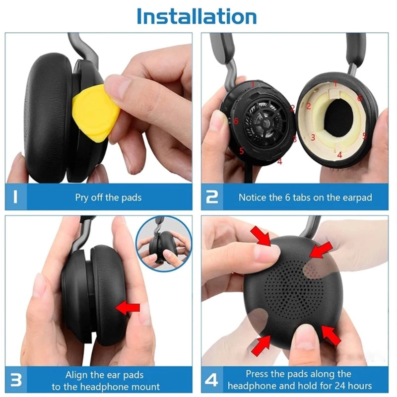 1pair Ear Pads For Jabra Elite 45h Evolve2 65 Headphone Elastic Foam Earmuff Sponge Ear Cushion Replacement. 