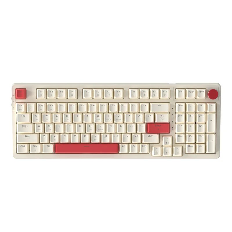 BASTC Ak98 Mechanical Keyboard 3-Mode 2.4G BT Wired Hot Plug Gasket Alloy Volume Knob Red/Brown Switch Game Office Keyboard Gift. 