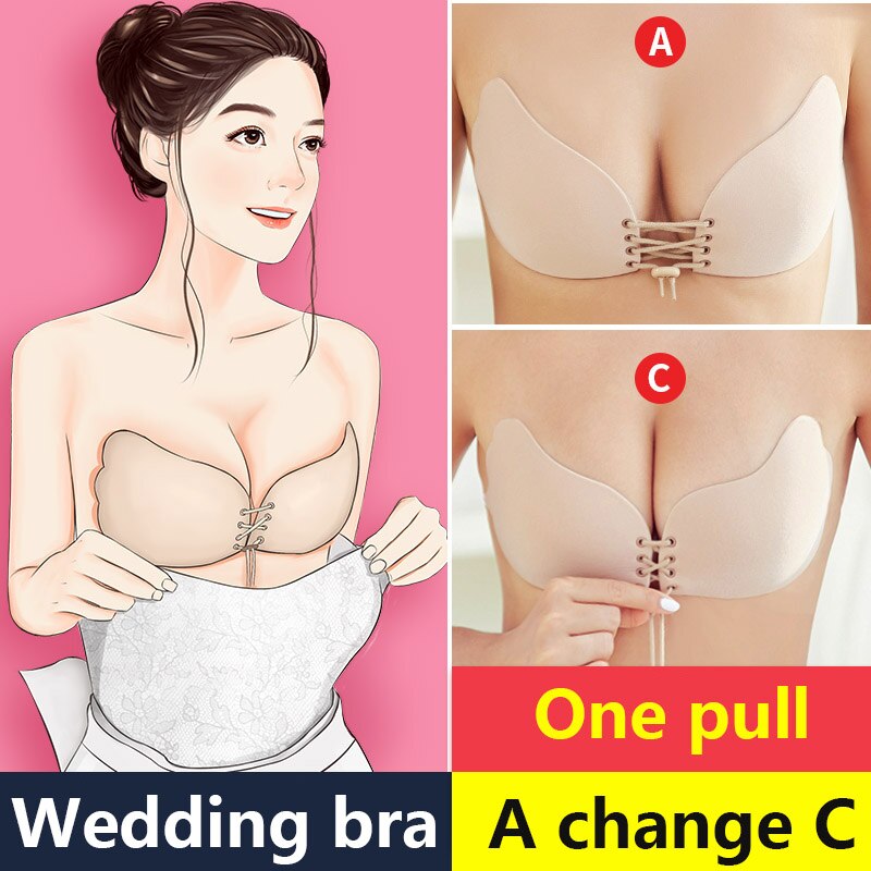 【VisioN Shop】Bras For Women Sticky  paste Up Bralette Self Adhesive  bra Silicone Brassiere Wedding Fly Bras. 