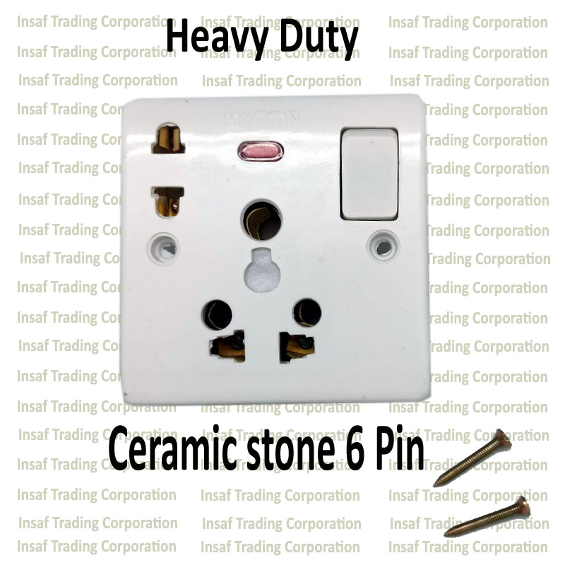 Ceramic Stone 6 Pin Freeze AC Combined Heavy Duty 16A 250V