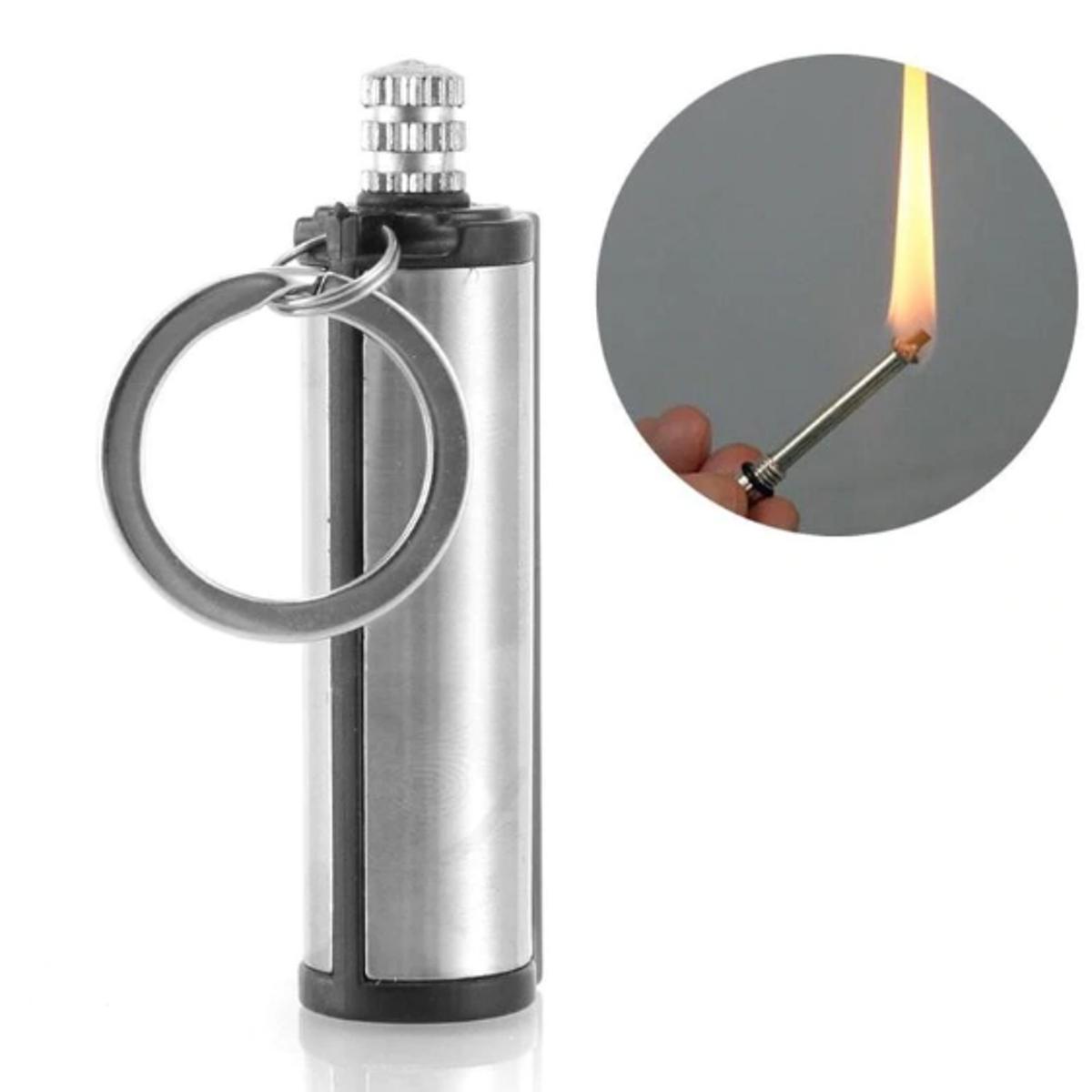 Permanent Match Fire Starter Tool Cigarette Lighter Keychain Ring Survival Tool - gas lighter