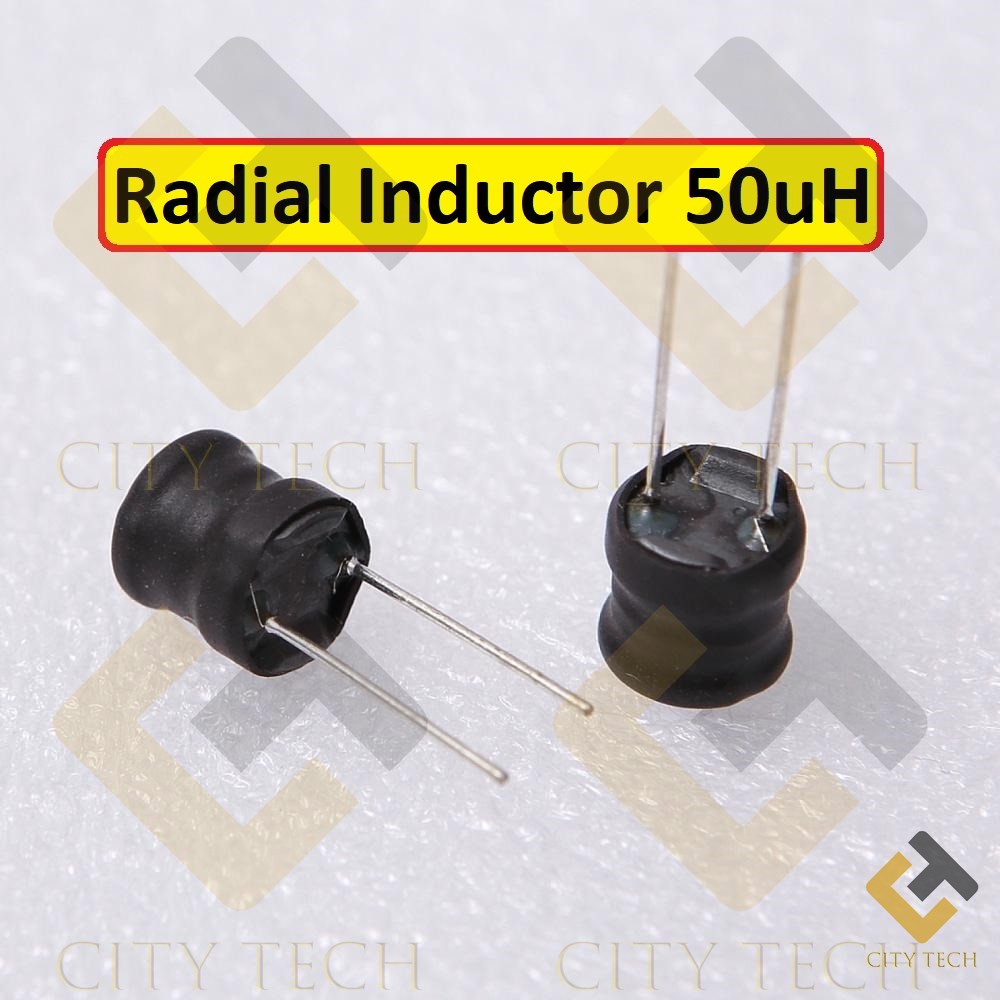 5Pcs- Radial Inductor 50uH Magnetic Core Drum Core Choke Power Inductor Through Hole Lead For PCB Board Electronics Projects DIY. 