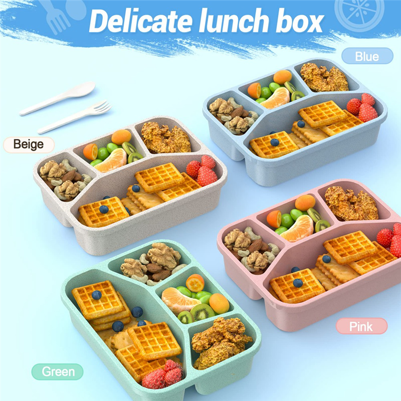 Food Storage Containers 4-Compartment Meal Prep Container with Transparent Cover. 