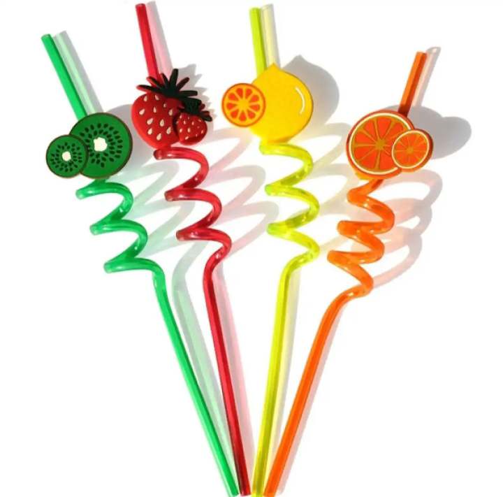pack of 4 spiral shaped straws for kids/boutique straws. 