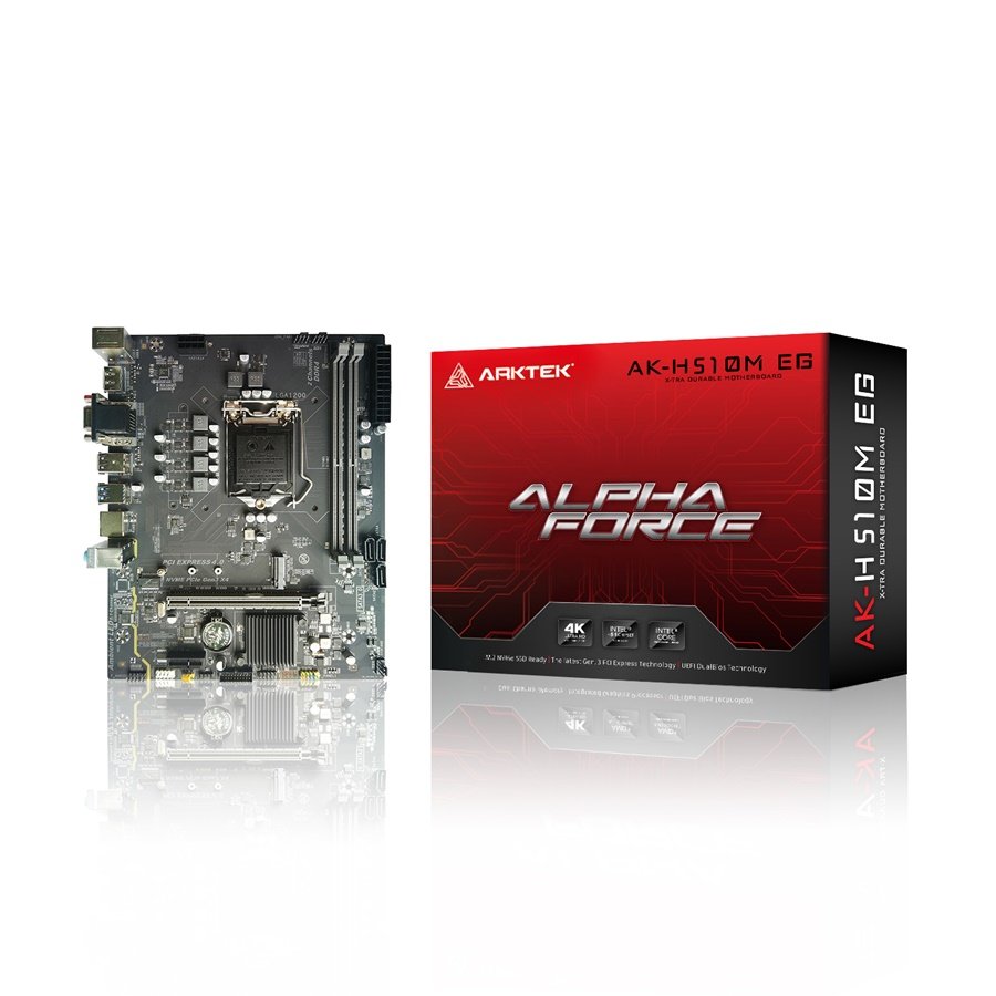 MOTHERBOARD ARKTEK (AK-H510M EG) Socket LGA  1200, H510 for 11th/10th Gen CPU; Dual Channel DDR4  Memory, USB 2.0 & 3.0, 4 X SATA 3.0, PCI EXPRESS, M.2  Nvme SSD Socket, HD Audio, 2 Year Warranty. 