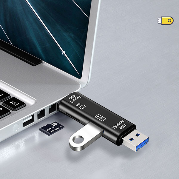 Multifunction OTG Card Reader- Type-C/USB /Micro USB/Micro SD Memory Card Reader Original. 