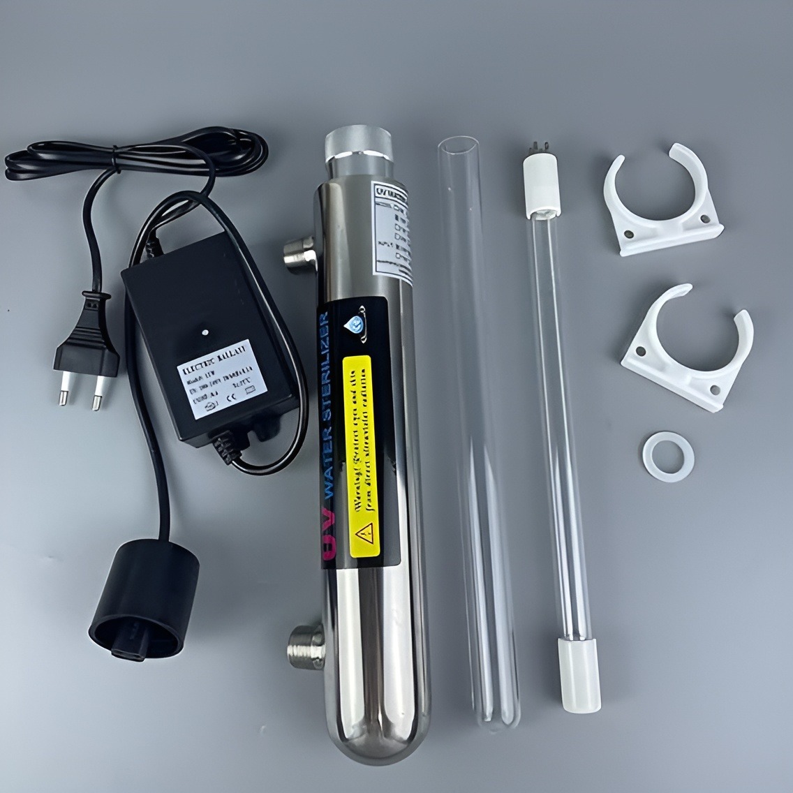 12 Watt UV Steriliser Set | Stainless Steel Mirror | Germicidal UV Light | High Efficiency Water Disinfection | Suitable for Osmosis Drinking Water Tap and Water Filter Aquarium