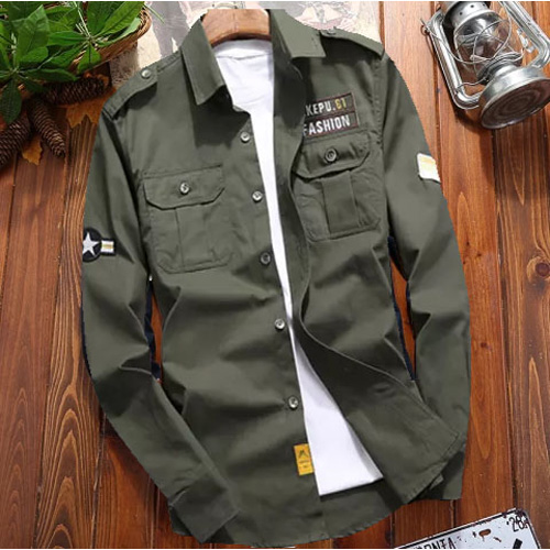 Army Green Color Taller Casual Shirt 