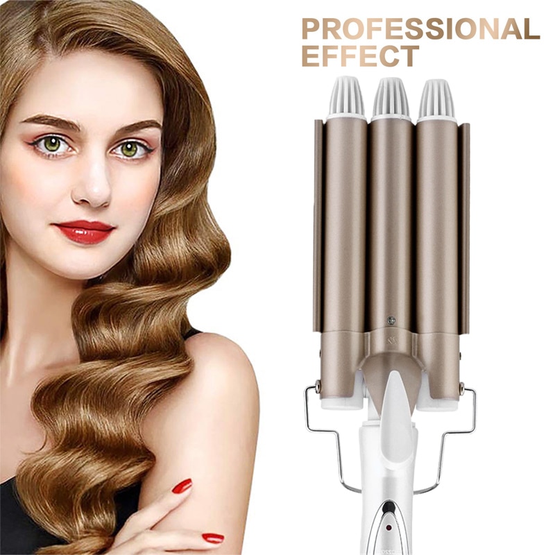 Professional Triple Barrels Curling Iron Large Three-Stick Curler Egg Roll Head Ceramic Hair Curlers for Salon Home. 