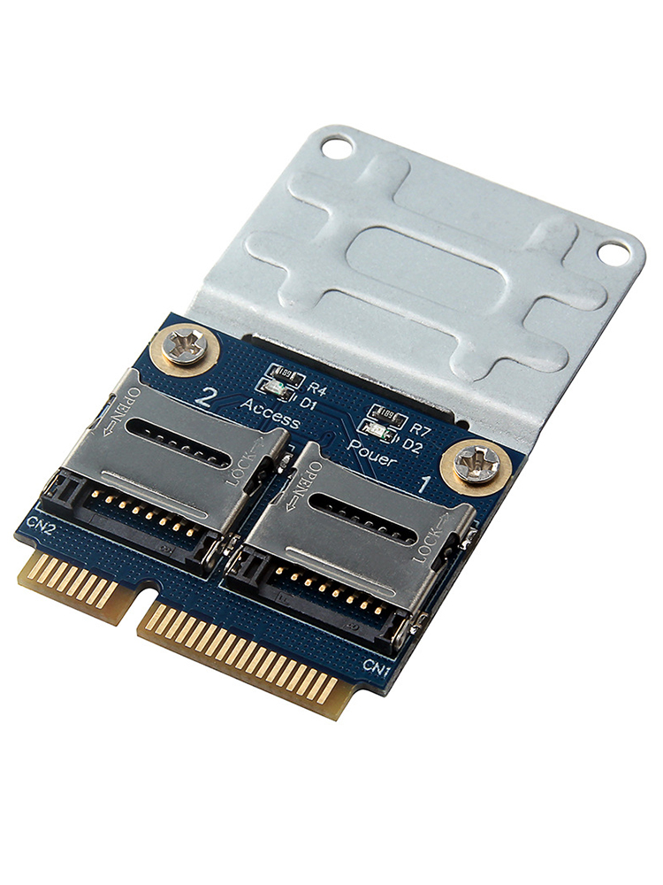 2 SSD HDD for Laptop Dual Micro- SD SDHC SDXC TF to Mini PCIe Memory Card Reader MPCIe to 2 Mini-Sdcards Mini Pci-E Adapter Designed for notebooks. 