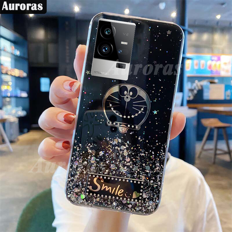 Phone case vivo iqoo 11 case Glitter softcase soft Transparent Doraemon Stars Moon Back Back cover for VIVO iqoo11 Casing Back cover