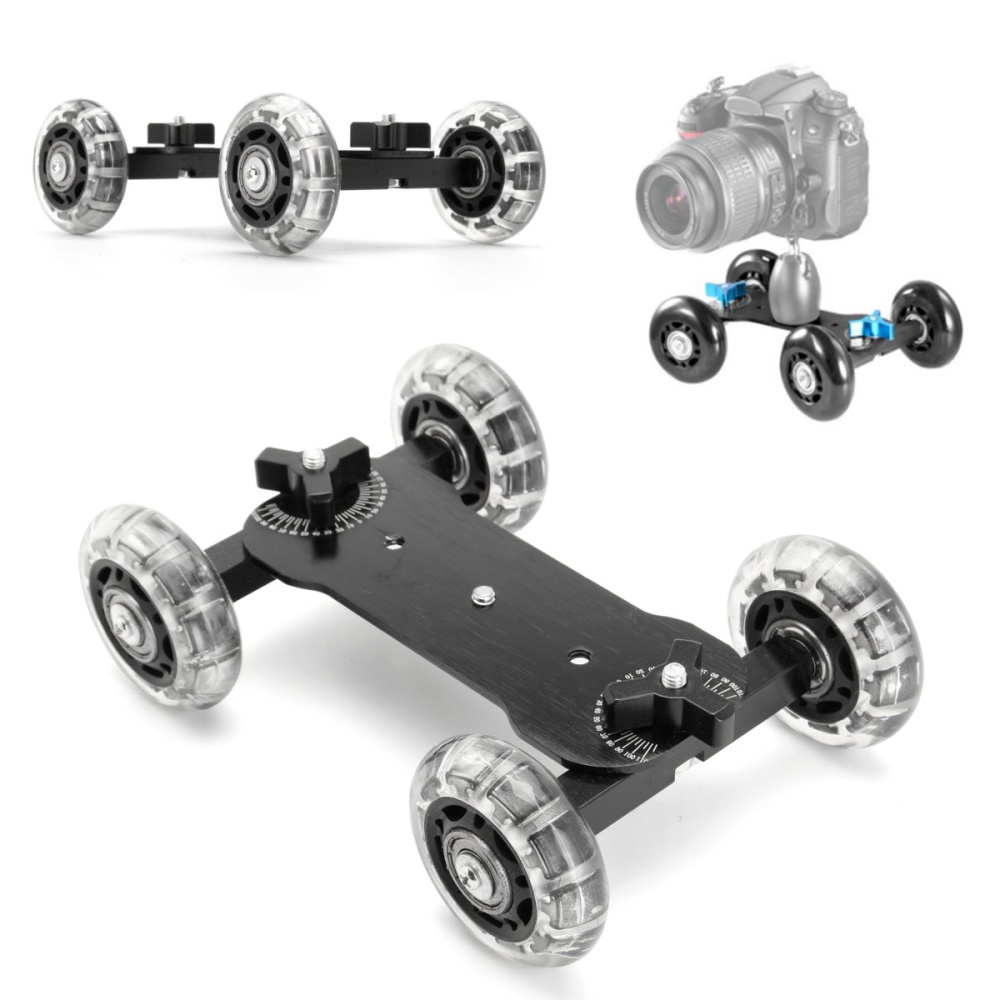 【YIYANGMAOYI111】DSLR Desktop Wheels Rail Rolling Track Slider Dolly Car Skate Glide Camera Rolling Sliding Dolly Stabilizer