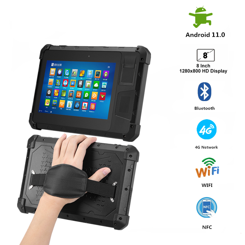 Rugged Android Tablet 8 Inch Fingerprint UHF RFID Reader Inventory Warehouse Barcode Scanner Robust Industrial Tablet