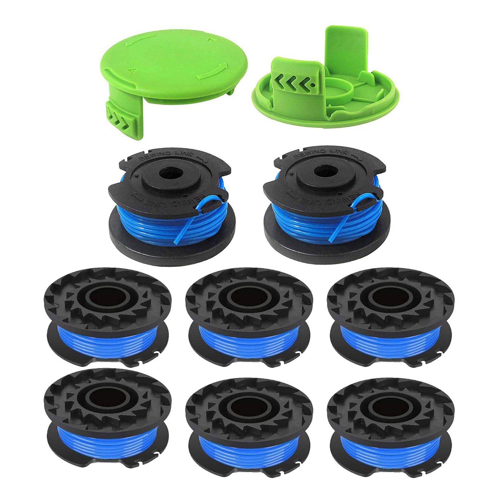 String Trimmer Spool Line for Greenworks 24V 40V 80V (8 Spool, 2 Cap)