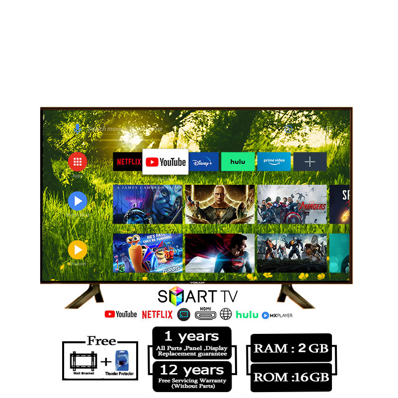 Vikan 55''4K QLED TV Android Smart Wi-Fi Voice Control 4k UHD Led Tv Ram 2 gb Rom 16 gb