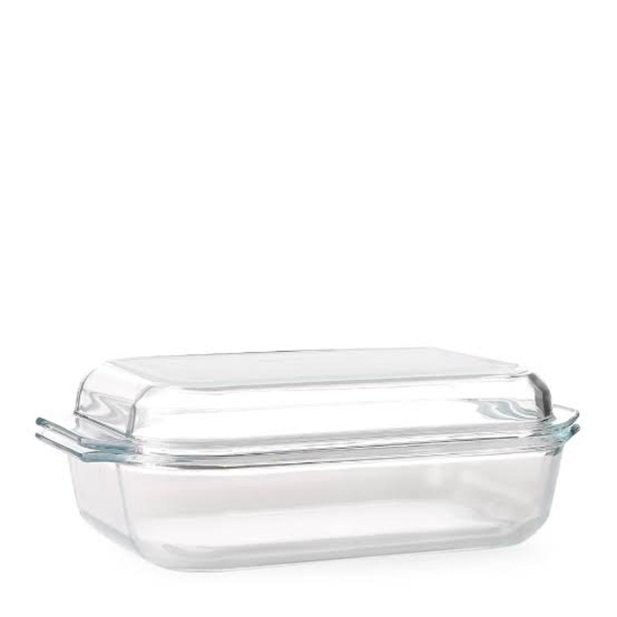 Glass serving shop dish with lid