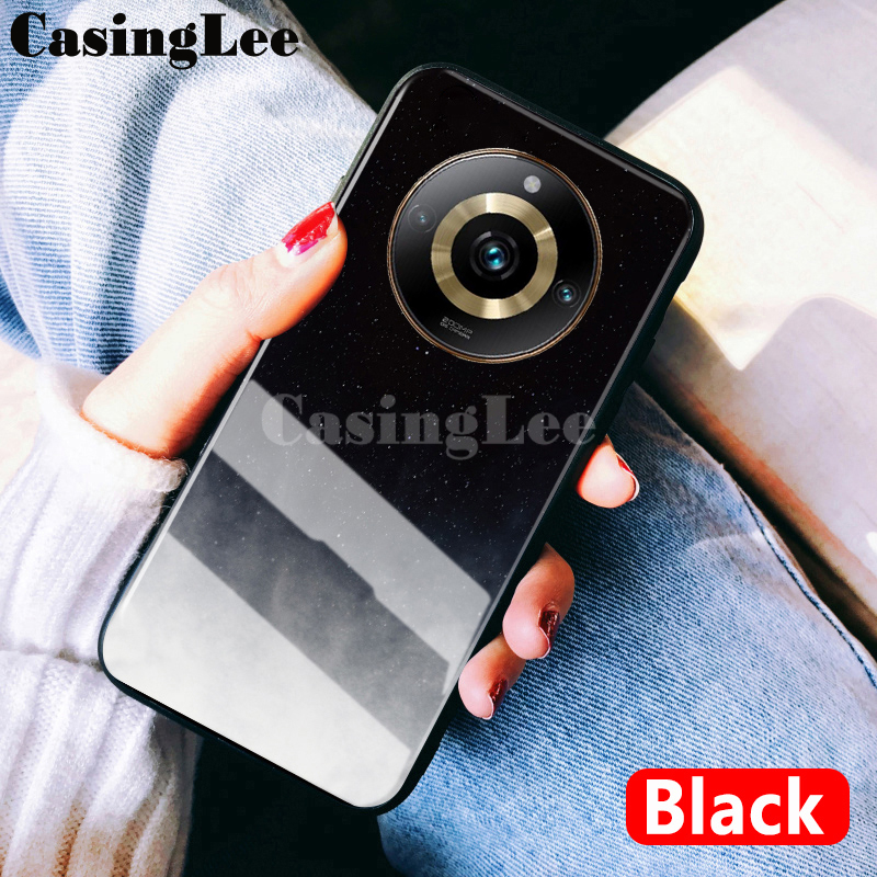 for Realme Narzo 60 Pro Case Tempered Glass Protector Phone Cases Starry Sky Couple Back Cover for Realme Narzo60 Pro Mirror Glass