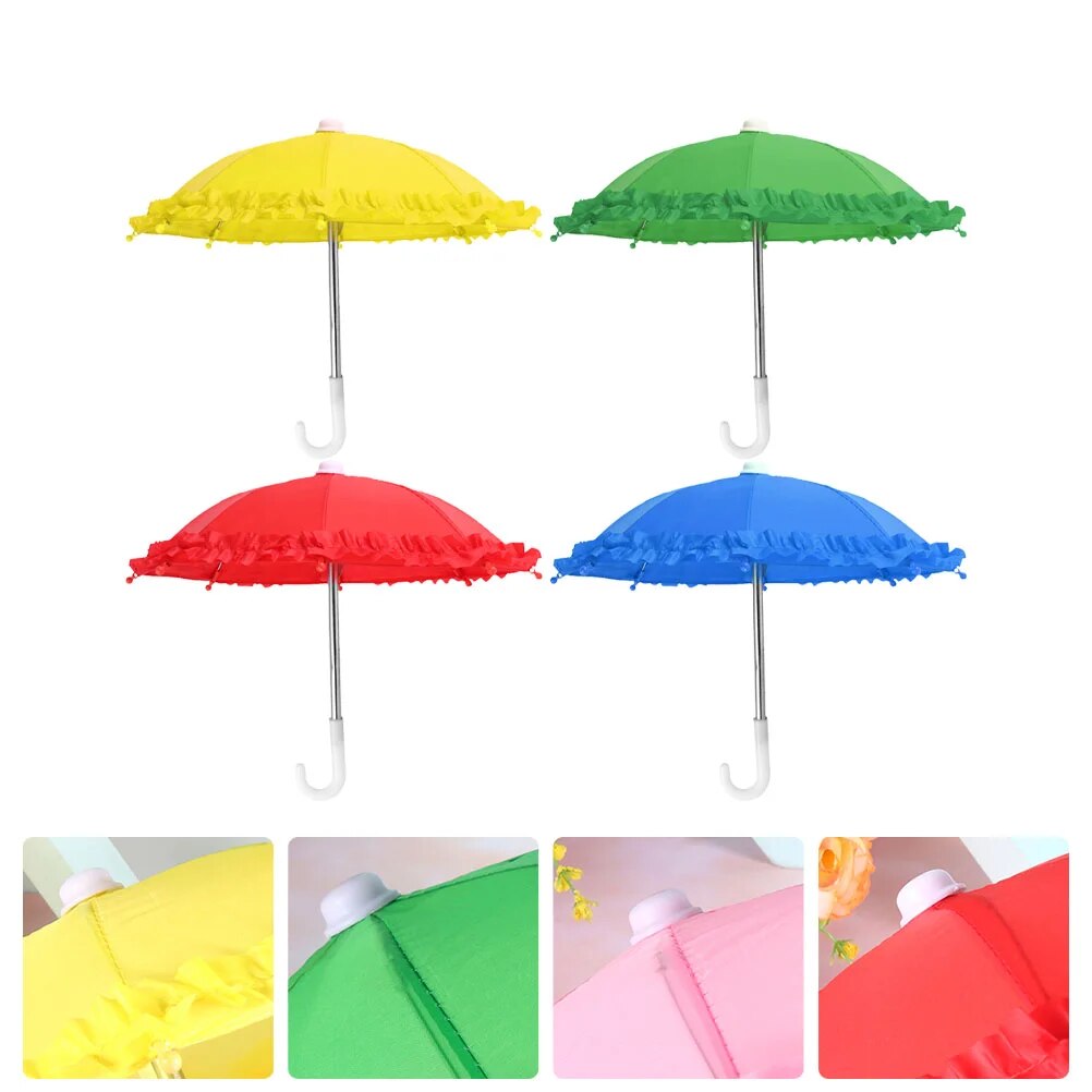 4Pcs Children's Pure Color Lace Toy Umbrellas Decoration Umbrellas (Random Color). 