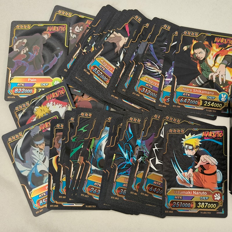 Naruto Gold Foil Card Golden Silver Black Colorful English Sasuke Itachi Kakashi Hinata Anime Game Collectible Battle Cards Toys. 