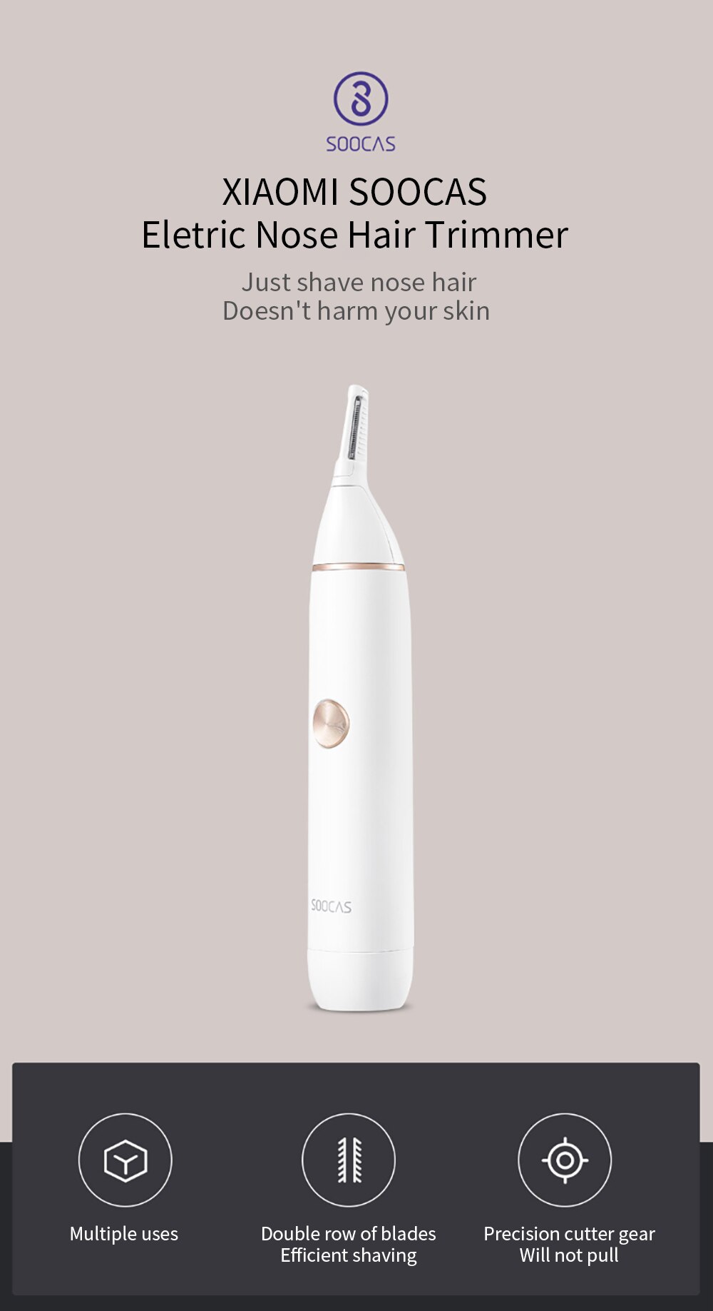XIAOMI SOOCAS Nose Hair Eyebrow Trimmer 5