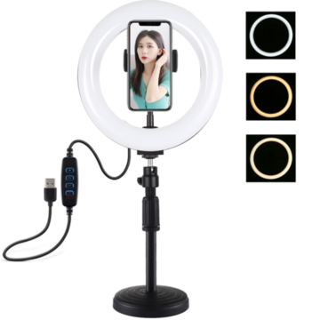 8 inch LED Ring Light with Stand Lighting Kit 10 Level Brightness for Live - 20cm. 