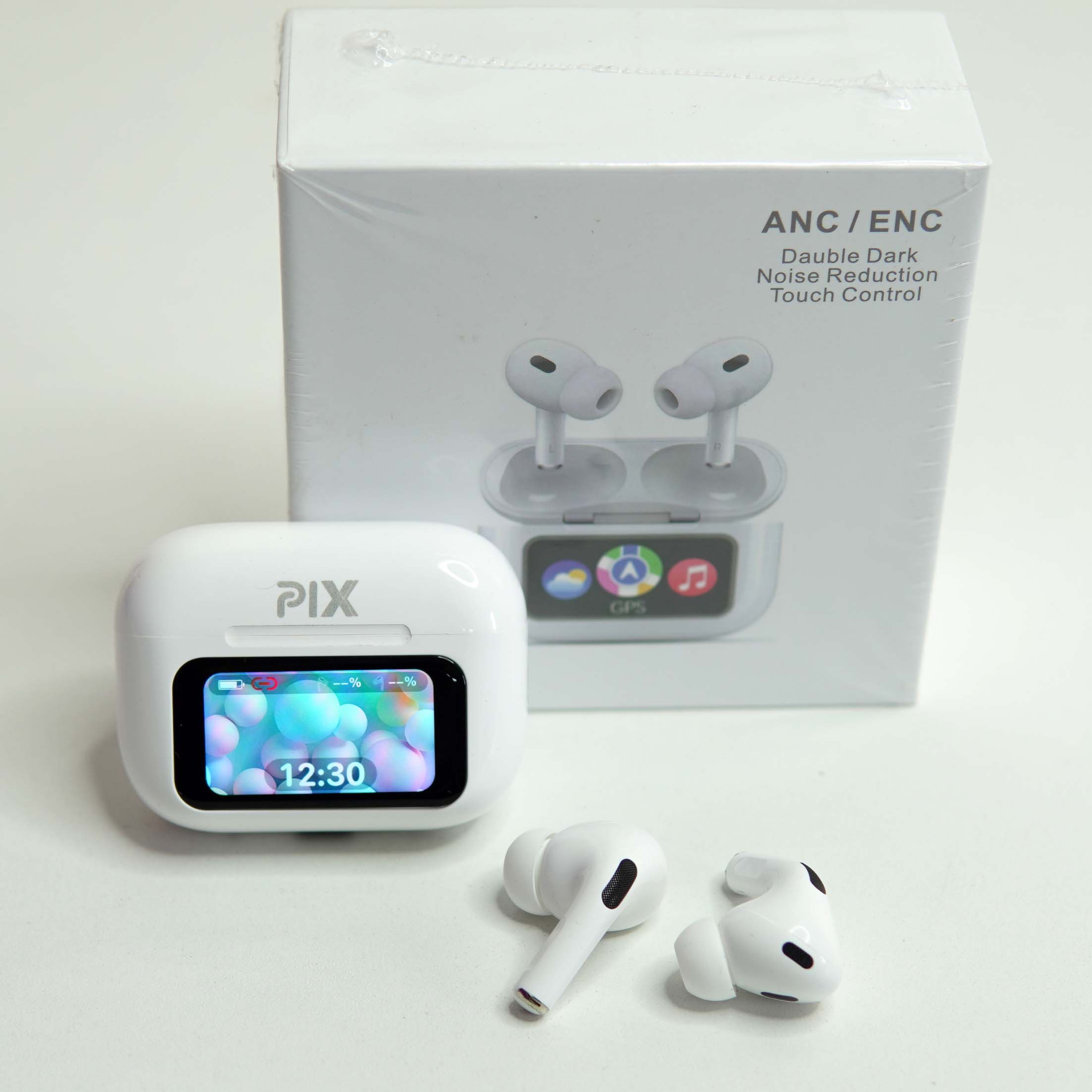Pix AirKing Max Wireless Earbuds With App Support- Bluetooth 5.4 ANC Touch Screen Display Headphone with App Support-Multi-Function Interactive Touch Screen Display- Air  king Max Wireless Earbuds TWS Headset Touch Screen Display. 