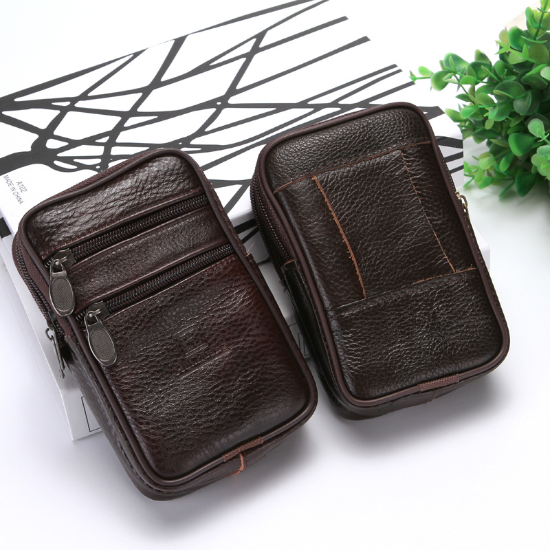 6 High Quality Leather-Inch Mobile Phone Bag Vertical Multi-Purpose Mobile Phone Coin Purse Belt Bag Hot Sale Authentic Leather Belt Waist Bag