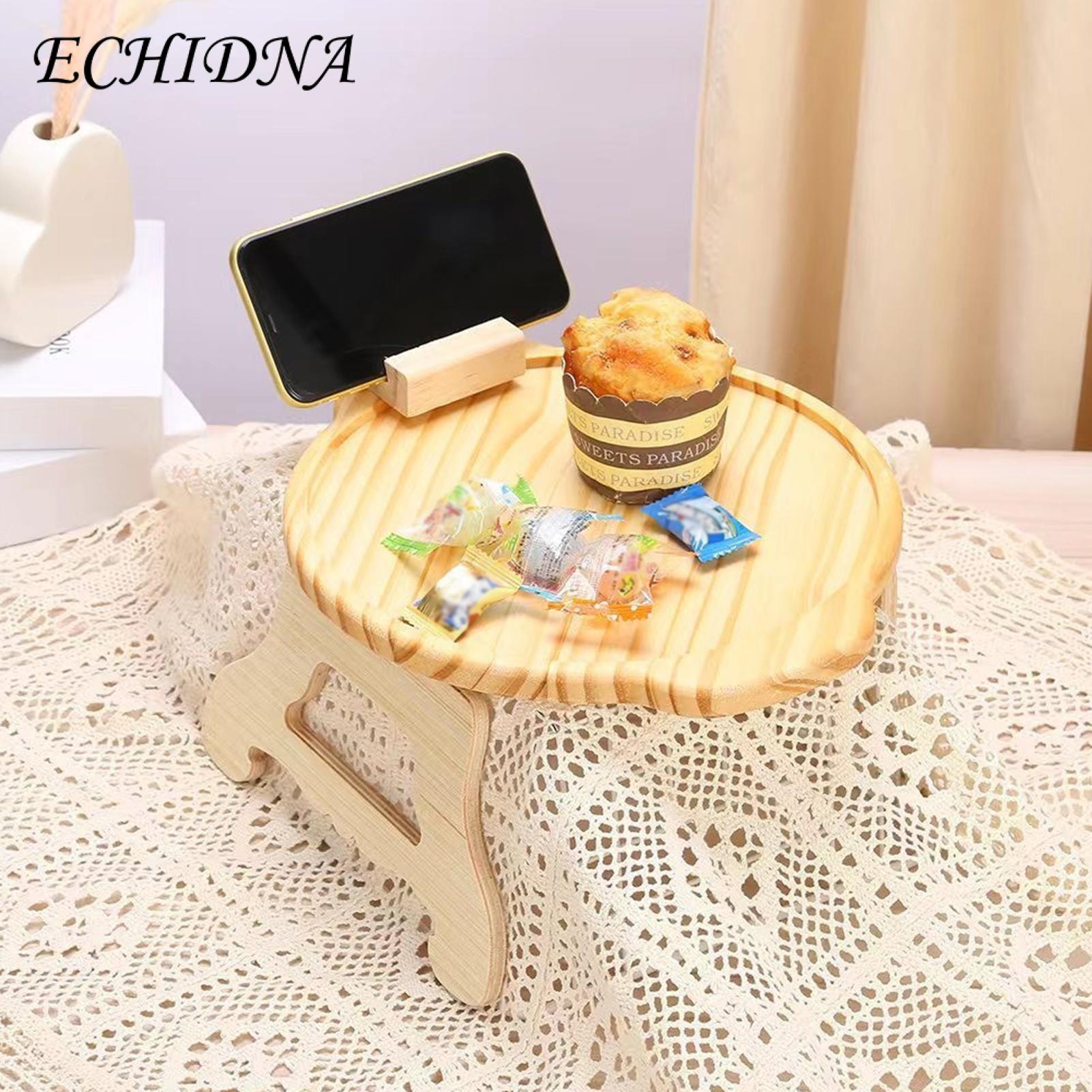 Sofa Table with Mobile Phone Holder Foldable Sofa Table Tray with Phone Holder Convenient Multi-functional Couch Tray for Home Convenient Sofa Side Table with Foldable Arm Phone Stand. 