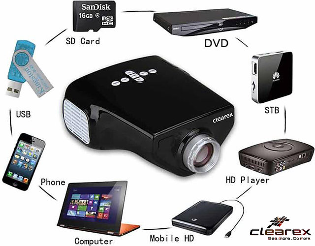 Mini Projector Model E03 200 Lumens Direct TV, Double HDMI, AV, VGA, Wearables / Video / Projectors. 