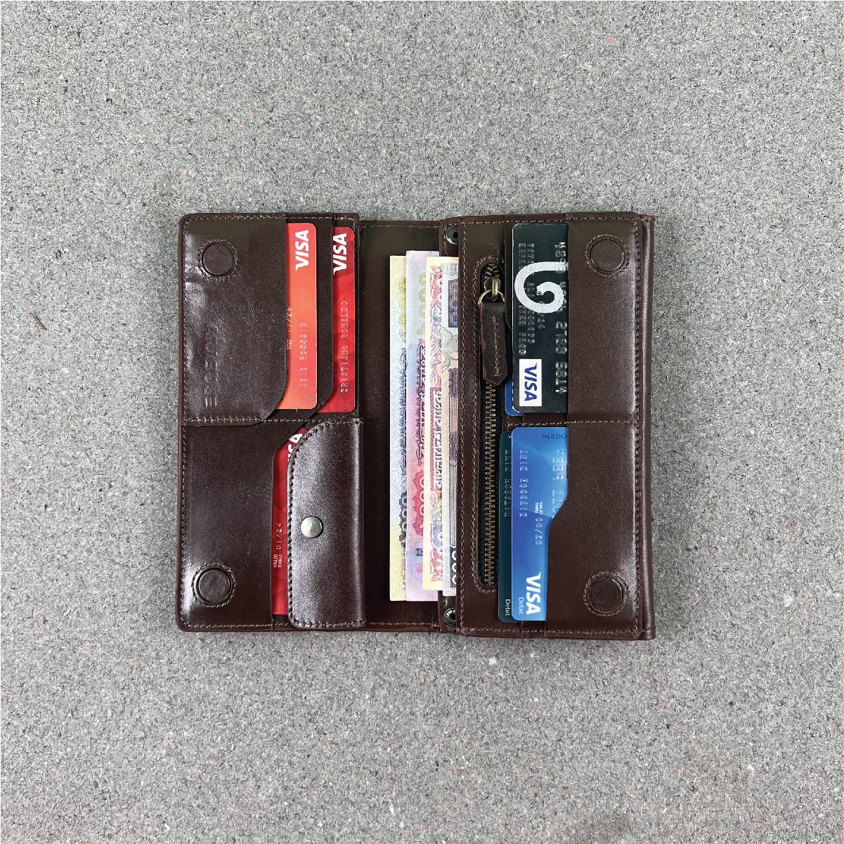 Leather Multinational Single Mobile  Long Moto Wallet AB-LDW02. 