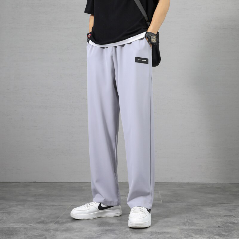 Men Ice Silk Pants Summer Casual Loose 