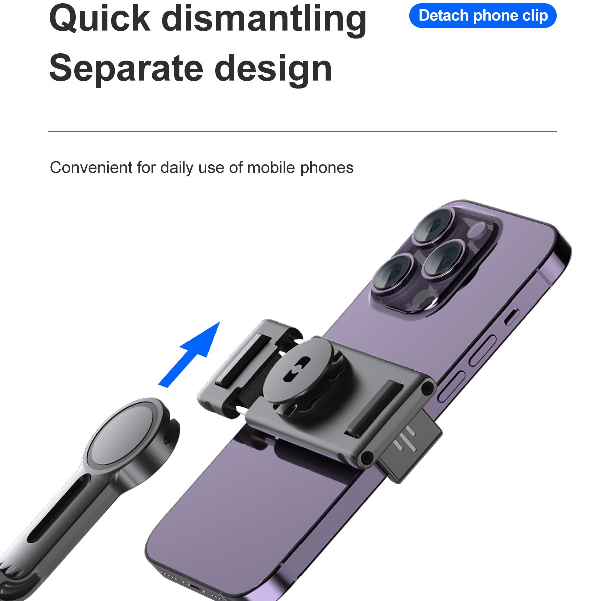 Mini Handheld Gimbal Stabilizer Detachable Clip Smart Face Tracking Wireless Selfie Stick Tripod with Light. 