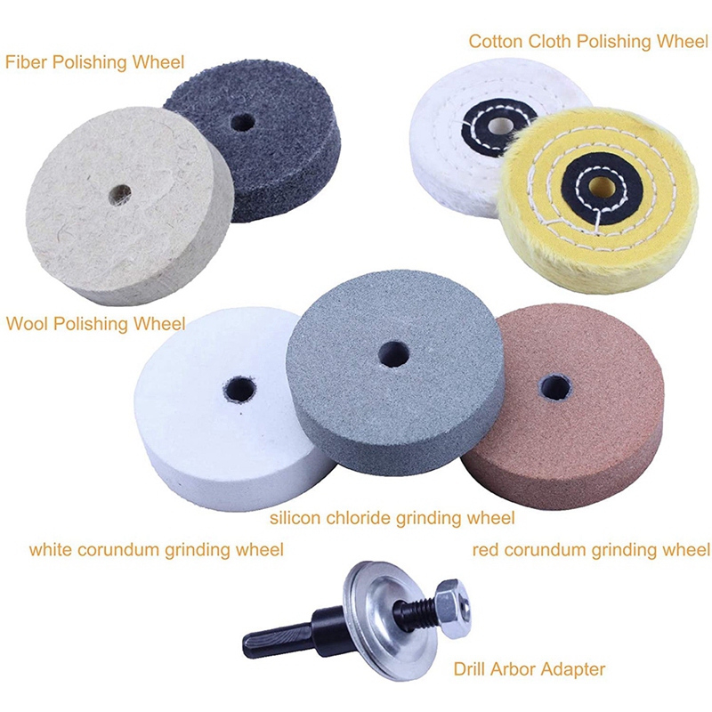 Buffing Polishing Wheel Kit 3 Inch,for Bench Buffer/Bench Grinder,Buffing Wheel Hole 3/8 Inch,Drill Arbor Adapter Kit. 