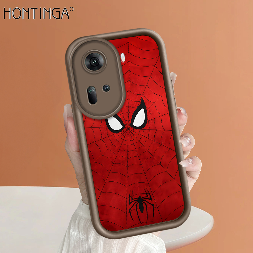 Hontinga for OPPO Reno11 5G Back Cover Red Spider-Man Pattern Ladder Soft Camera Protection Rubber Phone Case