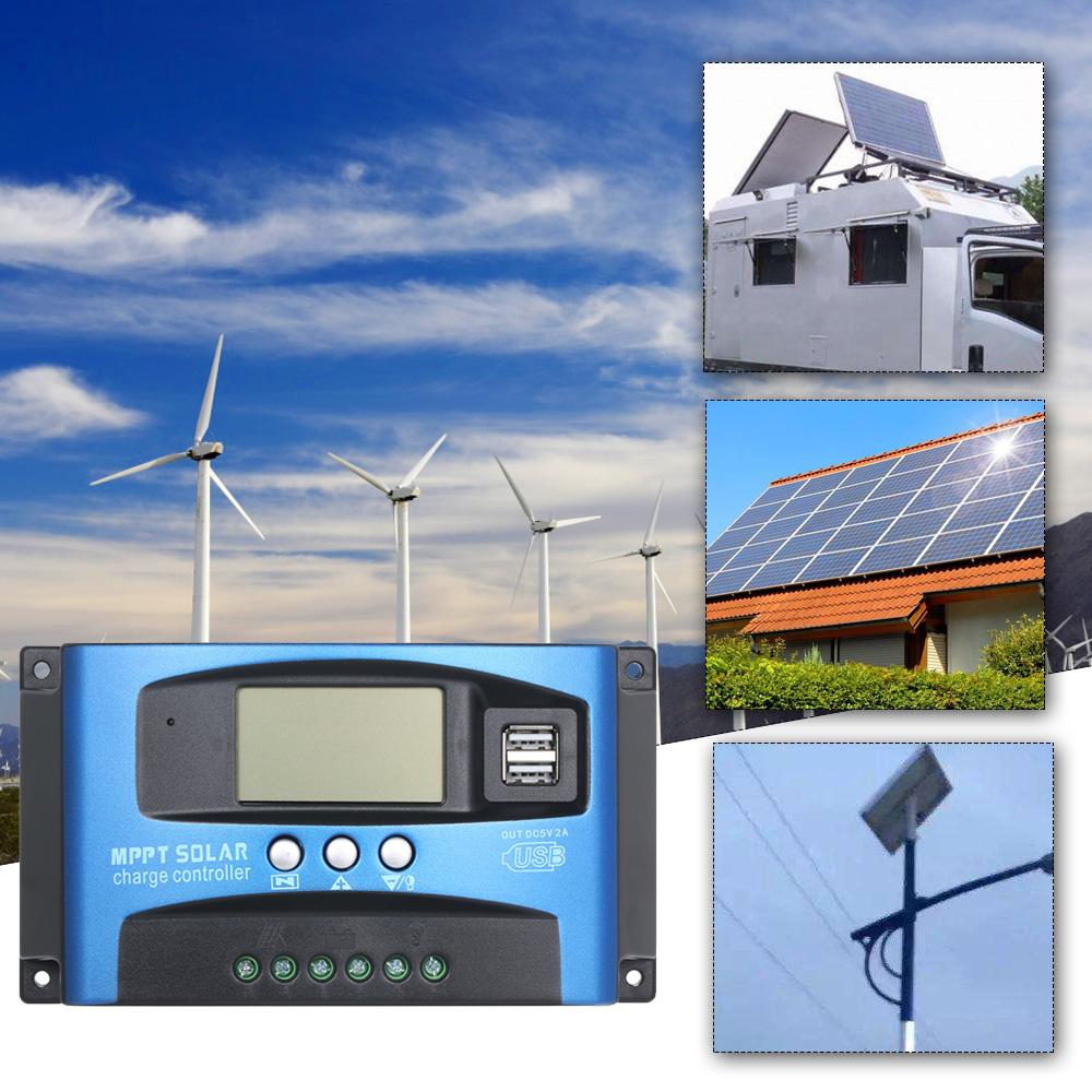 30A MPPT Solar Charge Controller Dual USB LCD Display Auto Solar Cell Panel Charger Regulator. 