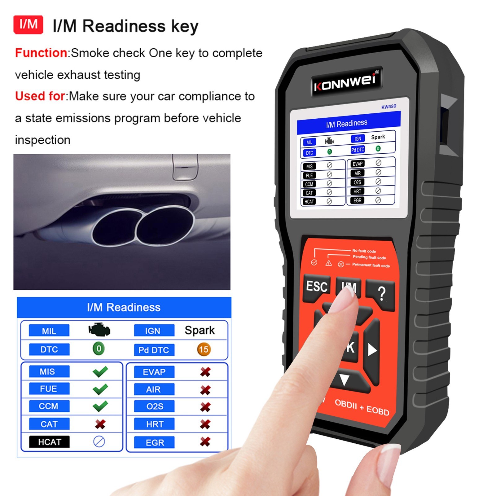 KONNWEI KW480 All System OBDⅡ Scanner Diagnostic Tool(Only Supports English). 