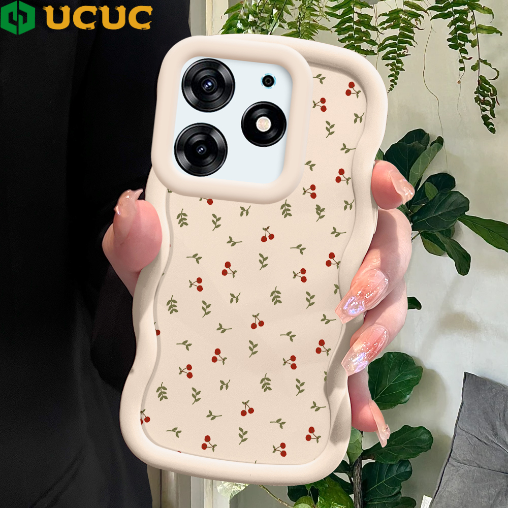 UCUC for Tecno Spark 10 Pro Back Cover Little Red Cherry Creative Candy Color Wave Silicon Phone Protective Case