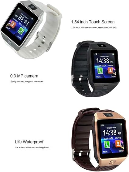 Smartwatch Dz09 Touch Screen SIM TF card SD Card Camera Call smart watch v8. 