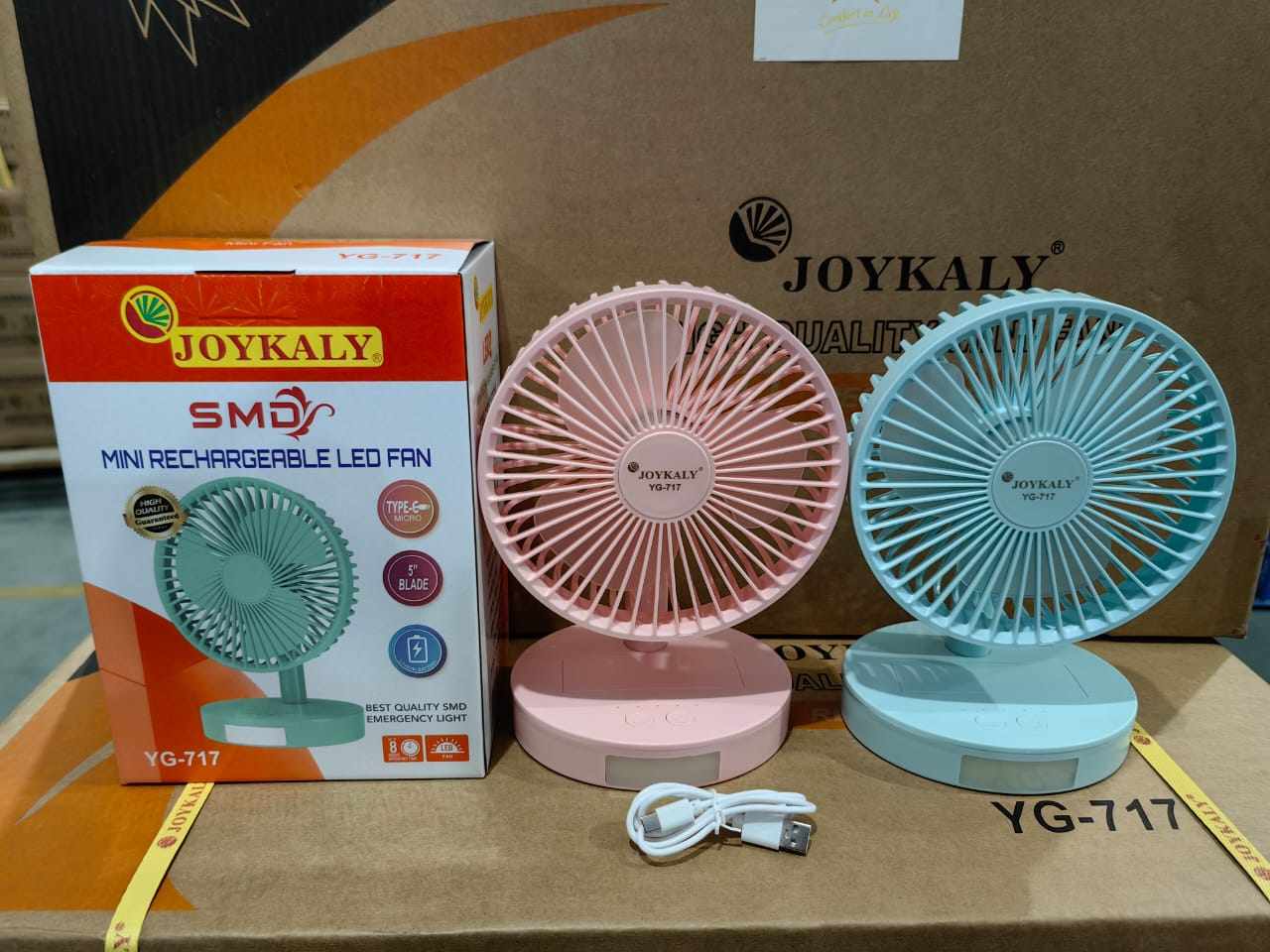 JOYKALY YG-717 Rechargeable Lithium Battery Strong Wind Portable Desk / Table Fan