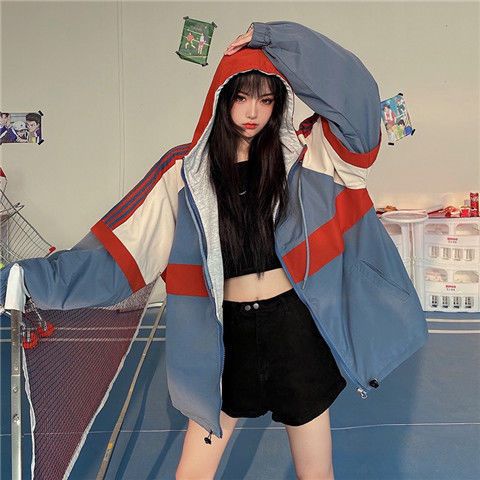 Double-Sided Wear Fried Street Tooling Trendy Female New Korean Style Spring and Autumn Coat ins Baseball Uniform Casual 2024 Hong Kong Style Loose. 