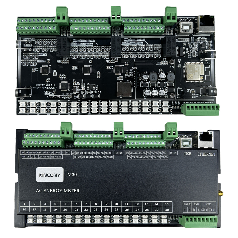 KC868-M30 ESP32 ESPHome 30CH CT Clamp Energy Monitor 3CH ZMPT101B Voltage Board WIFI+RJ45+RS485+4G Modbus IIC RBG LED SD Card. 