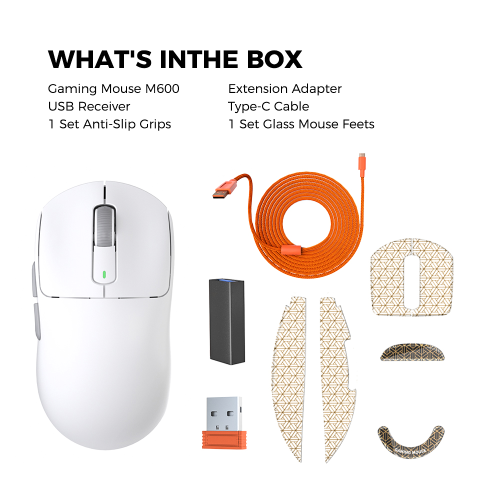 Kysona M600 PAW3395 White Wireless Gaming Esports Mouse 55g 26000DPI 6 Buttons Optical PAM3395 Computer Mice For Laptop PC. 