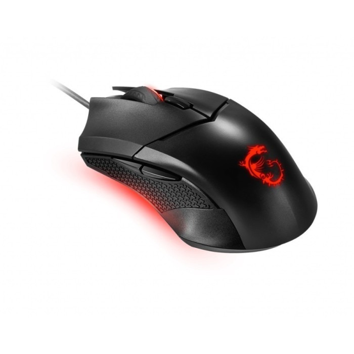 MSI Clutch GM08 Gaming Mouse, 4200 DPI, Optical Sensor, 3 Adjustable Weights, Red LED Lighting, Symmetrical Design, Black. 