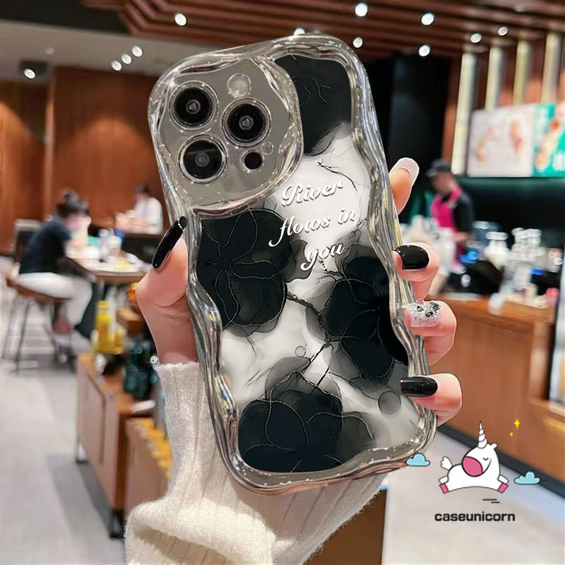 Art Retro Painting Cartoon Little Daisy Flowers Case Compatible for IPhone 15 13 14 11 12 Pro Max XR 7 6s 15 6 8 Plus X XS Max SE2020 Luxury Mirror 3D Wavy Curved Edge Plating Case. 