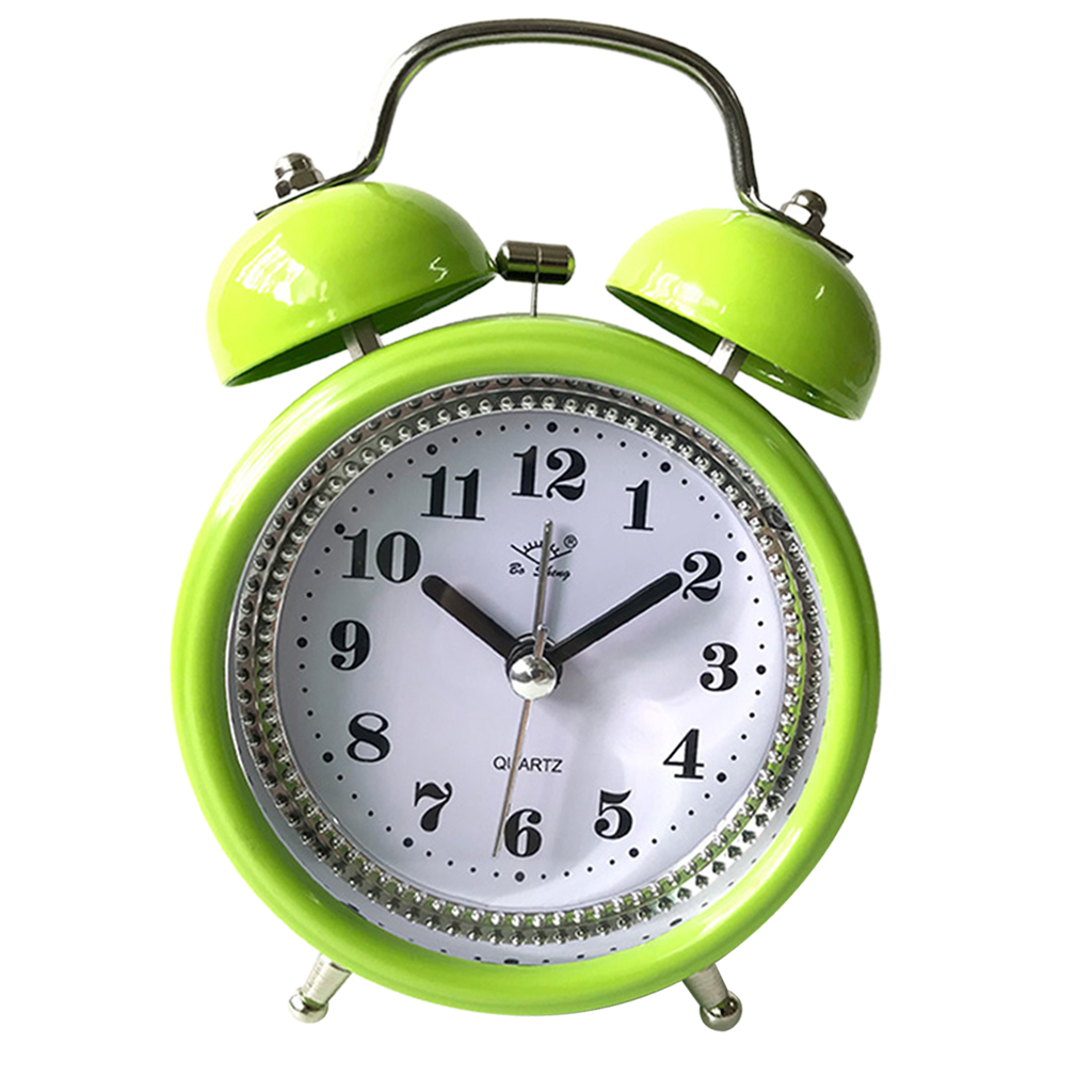 Classic Double Metal Bell Desk Table Loud Alarm Clock with Night Light Function. 
