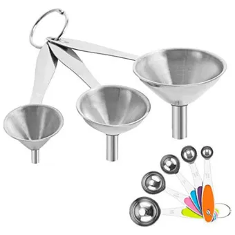 Kitchen Funnels Stainless Steel Funnel And Measuring Spoons Funnel With Long Handle For Fluid Powder Beans Jar Flaskpowder Buy Online At Best Prices In Bangladesh Daraz Com Bd