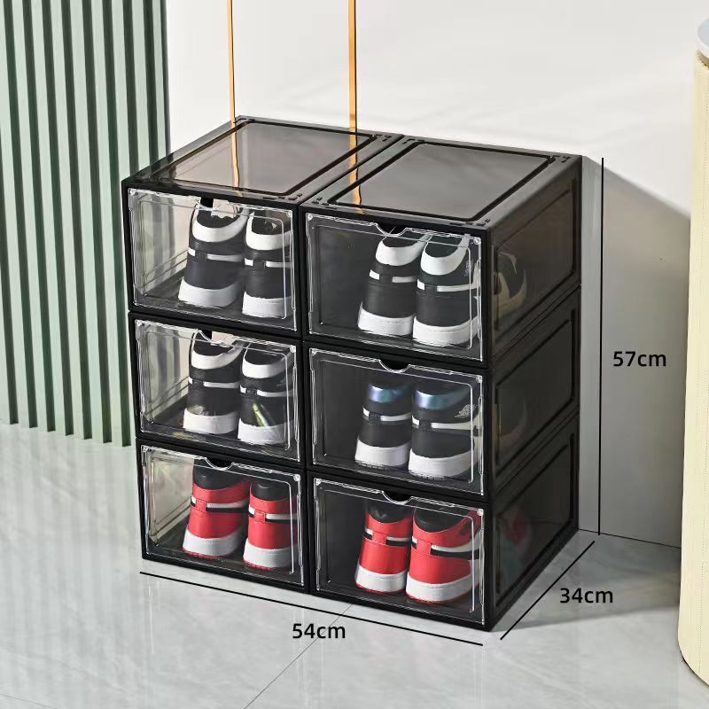 Shoe Box Hard box magnetic suction side open storage transparent acrylic aj bag hand-made storage box thickened large shoe cabinet. 