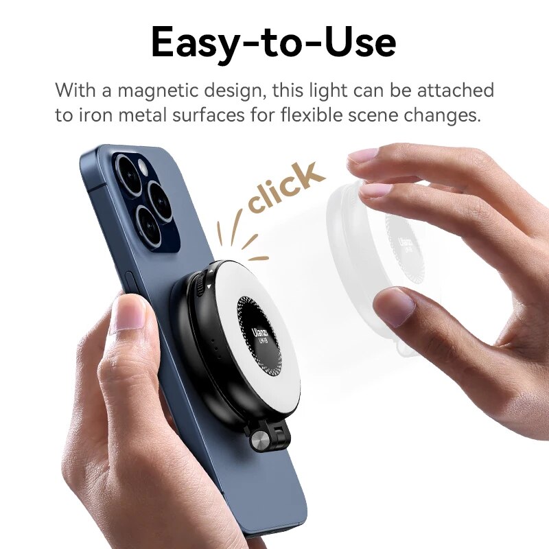 Ulanzi LM19 MagSafe Video Light Bi-Color Selfie Light for iPhone 15 14 13 Pro Max Flip Fill Light As Phone Stand for Video Vlog. 